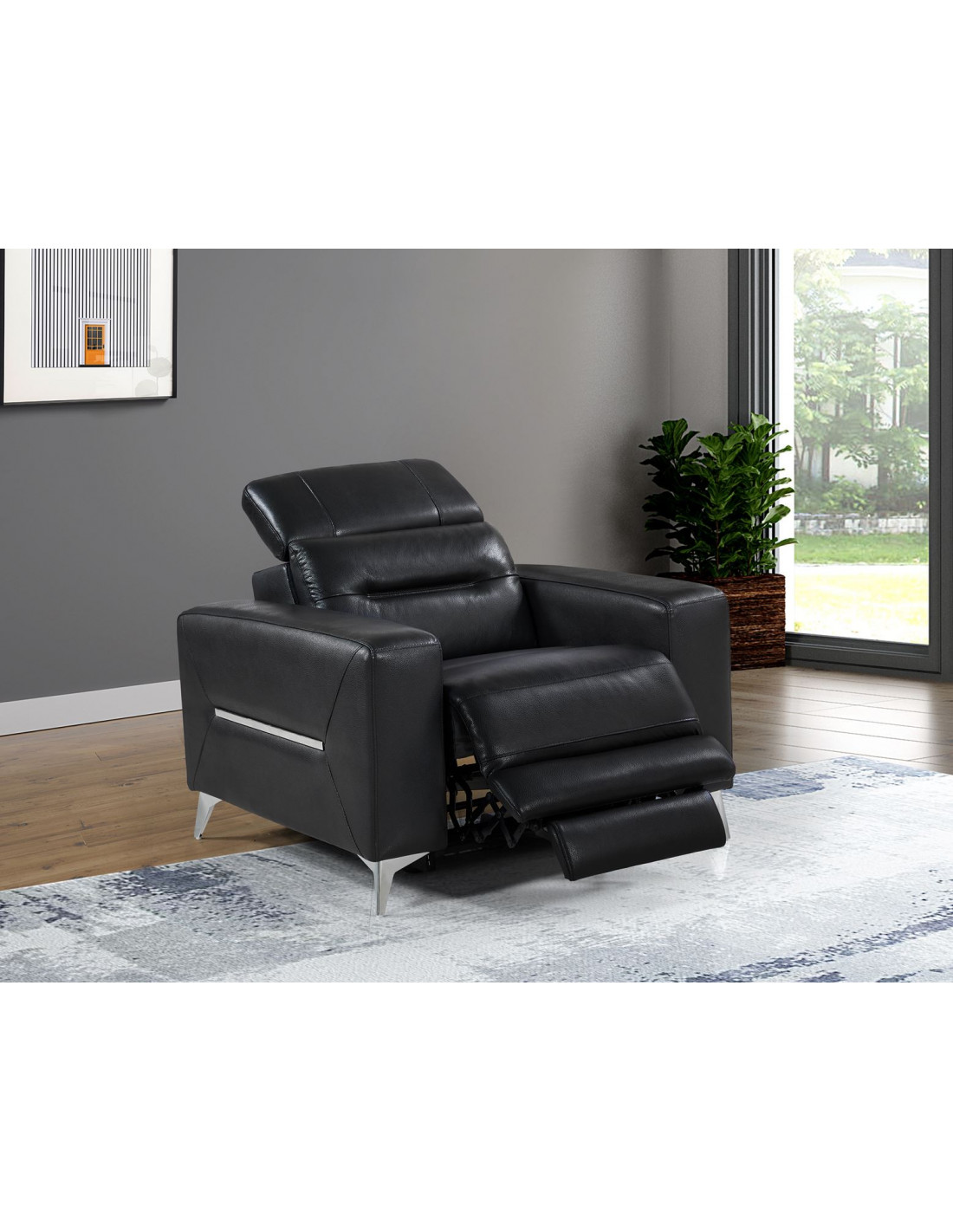 Fauteuil relax électrique en cuir DOA - Noir 1 places Laissez-vous