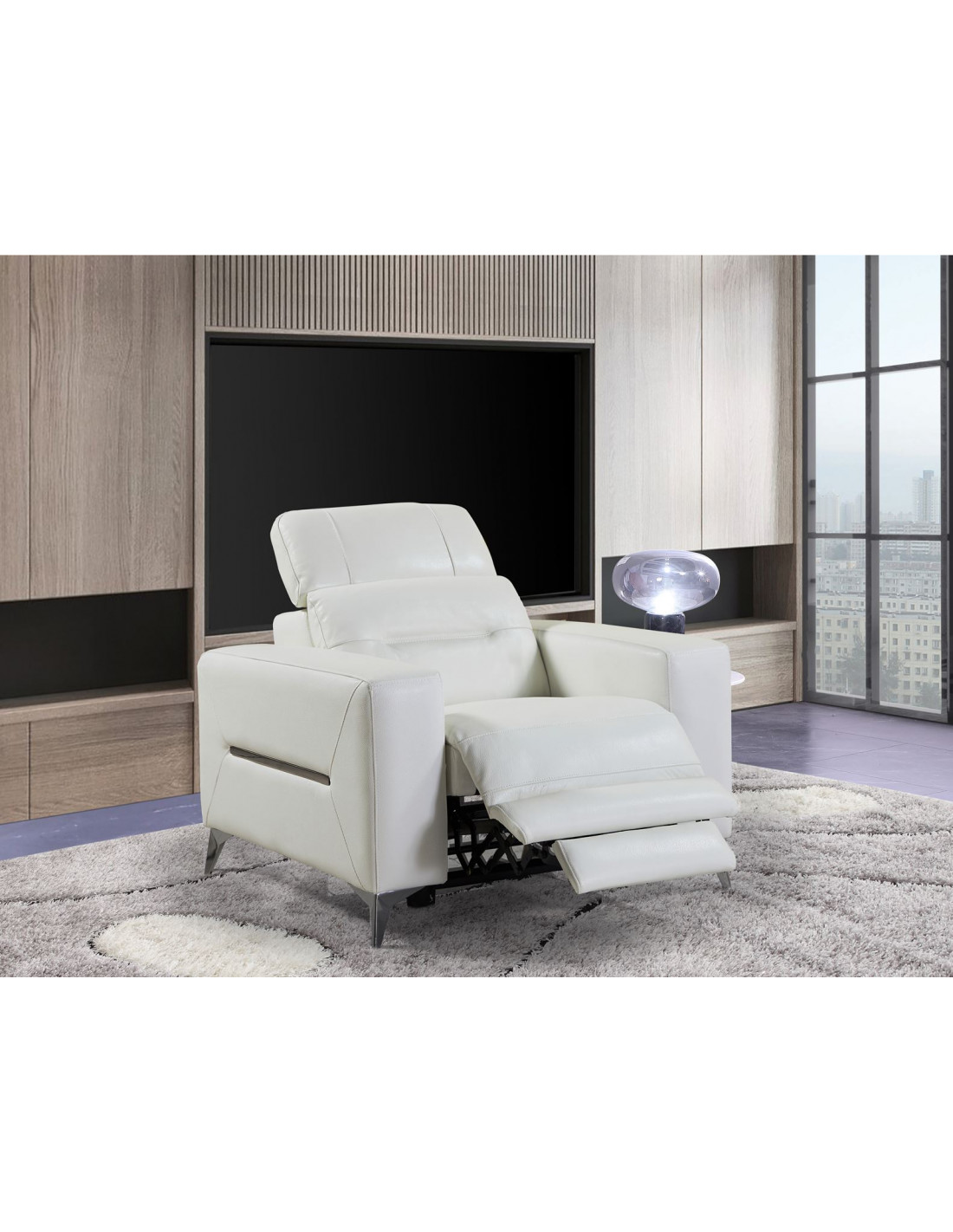 Fauteuil de direction Wave en cuir pleine fleur blanc