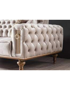 Ensemble Canapé capitonné convertible tissu velours BEYOGLU 3+1 pla...