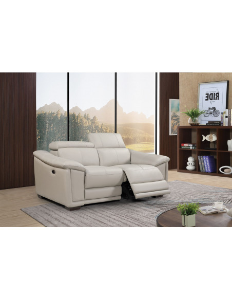 Fauteuil relax électrique Alexander en cuir - Gris taupe 1 place Cr