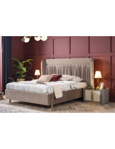 Lit Coffre Velours Taupe -...