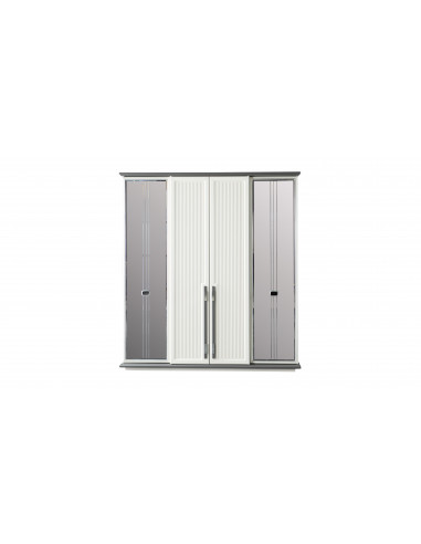Armoire Miroir Blanc gris - 4 portes-...