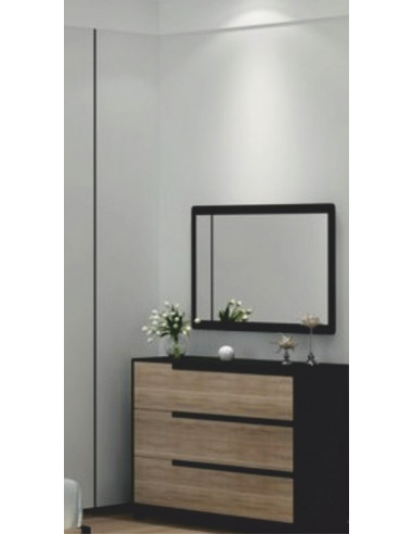 Coiffeuse miroir-chêne clair-noir-Klea