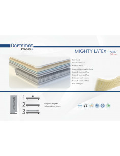 Matelas MIGHTY Latex HYBRID 30 cm ressorts ensachés et gel à mémoir...