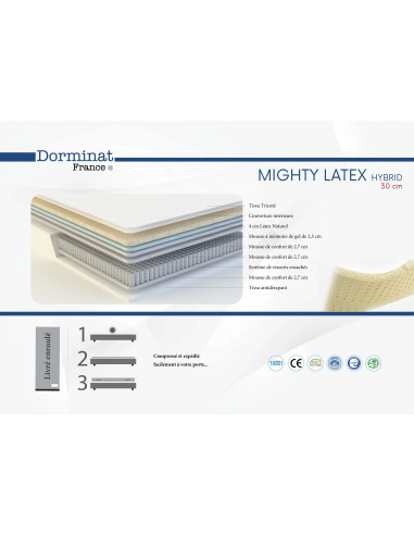 Matelas MIGHTY Latex HYBRID 30 cm...