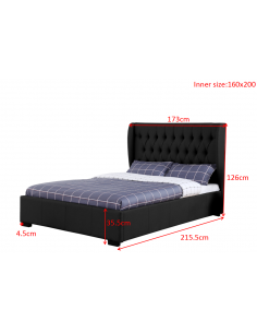 Lit Coffre Clarisse Capitonnée en Tissu Lin Noir Le Lit Clarisse es...