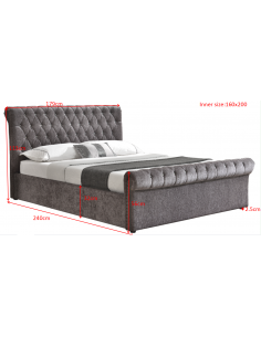 Lit Coffre Carla Capitonnée en Tissu Gris  Design Élégant : Revêtu ...