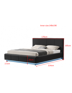 Lit led avec coffre de rangement Clara - Noir Le Lit Led Clara est ...