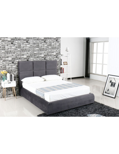 LIT DOUBLE EN TISSU VELOURS KELLY
