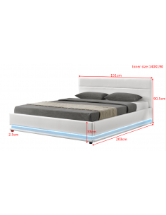 Lit led avec coffre de rangement AVA Blanc Description             ...