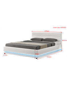 Lit led avec coffre de rangement AVA Blanc Description             ...