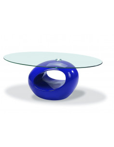 1 Table basse Plateau en verre trempé - Bleu laqué