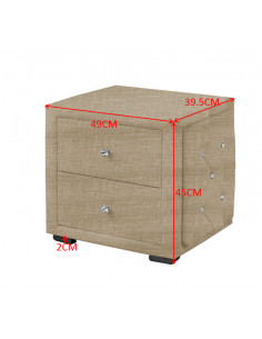 Table de chevet capitonné Beige en tissu- Suny Cette magnifique tab...