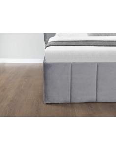 KELLY - Lit avec coffre de rangement - Design - Velours - Gris Le L...