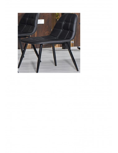 PACK 4 Chaises en simili cuir noir...