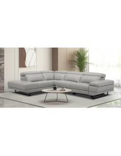 Canapé d'angle relax en cuir pleine Fleur SERENA Canapé d'Angle en ...