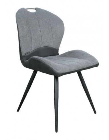 Lot de 2 chaises en tissu gris/noir...