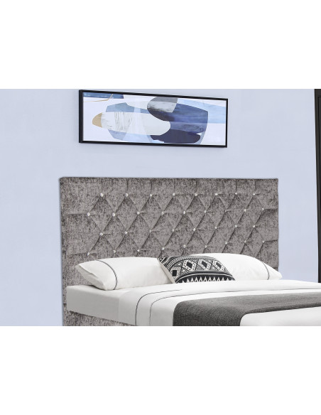 Lit Coffre Bela Capitonnée en Tissu Beige