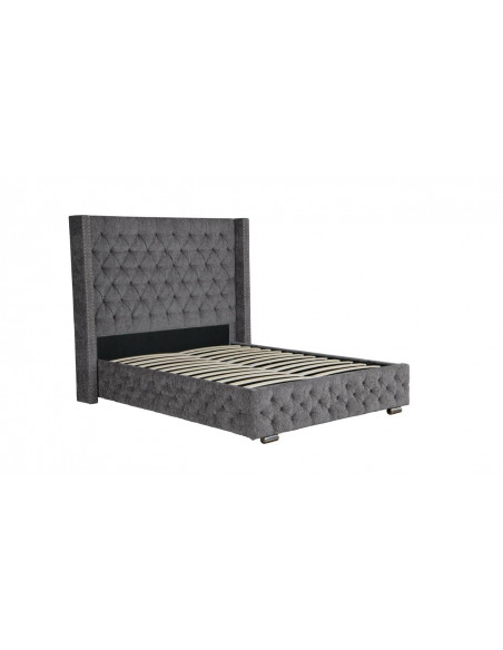 Lit avec coffre de rangement gris silver modèle Joey