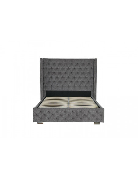 Lit avec coffre de rangement gris silver modèle Joey