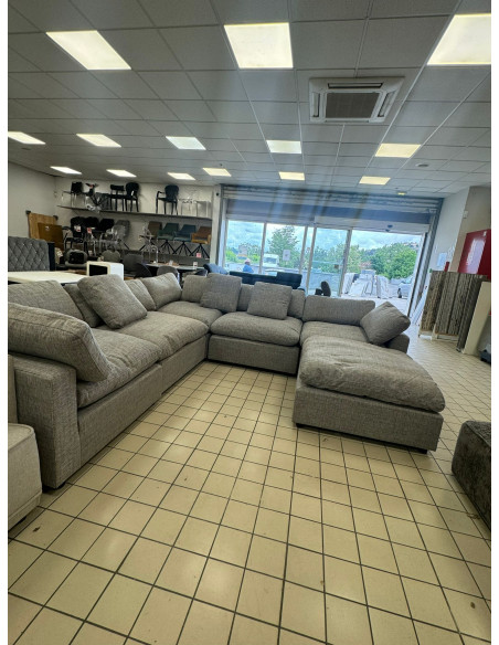 Canapé d'angle Modulable en tissu gris modèle LONDON
