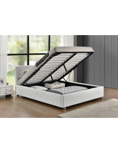 1 Lit avec coffre de rangement - Blanc - SANTOS