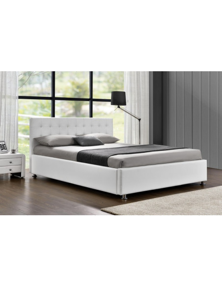 2 Lit avec coffre de rangement - Blanc - SANTOS