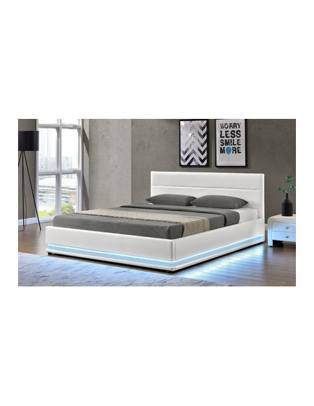 3 Lit led avec coffre de rangement AVA Blanc