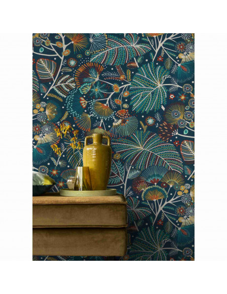 Vgi Motif Feuille Eeventail Color Bleu