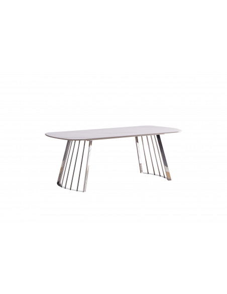 Table Basse Moderne Alexis - Pierre Frittée et Structure en Acier Ino