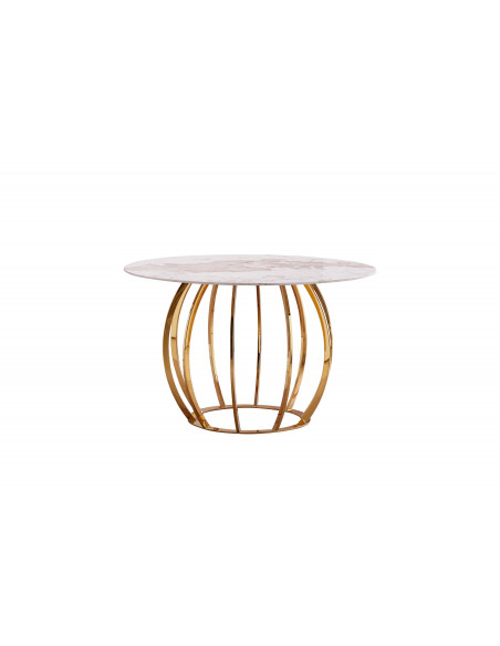 Table à Manger Ronde \'Aurora\' - Plateau en Pierre Frittée et Pieds