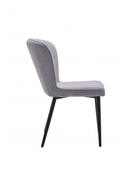 Chaise Luna - Assise et Dossier en Tissu avec Pieds en Acier Noir