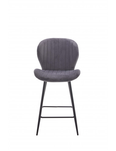 Tabouret de Bar Cleo - Assise en Tissu et Pieds en Acier Noir