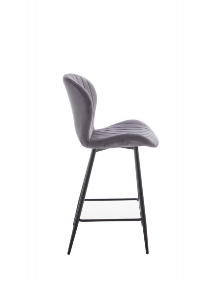 Tabouret de Bar Cleo - Assise en Tissu et Pieds en Acier Noir