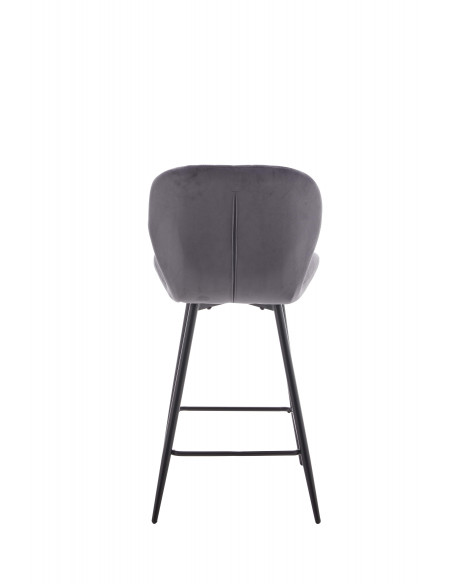 Tabouret de Bar Cleo - Assise en Tissu et Pieds en Acier Noir