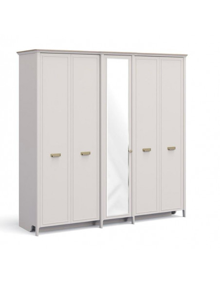 Muğla Élégance : Armoire 5 Portes avec Miroirs et Rangements Intégrés