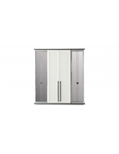 Armoire Miroir Blanc gris - 4 portes- Marmaris-