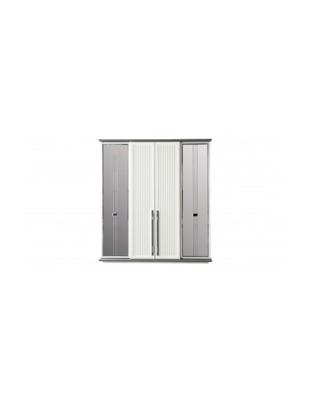 Armoire Miroir Blanc gris - 4 portes- Marmaris-