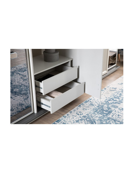 Armoire Miroir Blanc gris - 4 portes- Marmaris-
