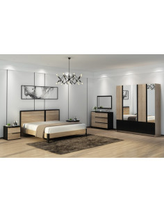 1 Chambre ? coucher KLEA- ch?ne clair-noir