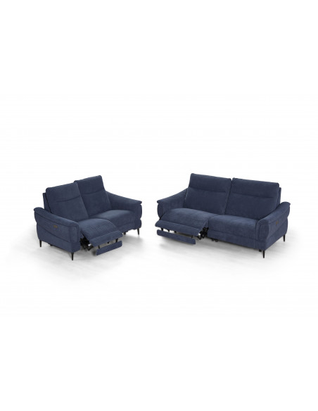 Canapé Relax Électrique 3 places en Tissu Bleu Foncé – Confort et Élégance modèle Blue Haven Relax