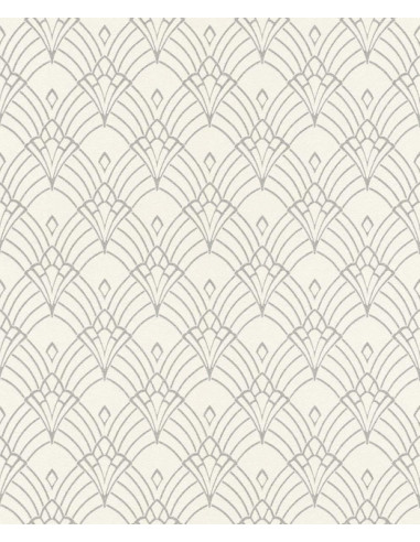 Papier Peint Art Déco Gris sur Fond...