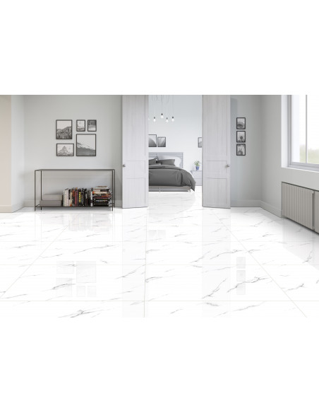 Carrelage SERBIAN WHITE 60x120 Brillant – L'Éclat du Blanc pour un Design Épuré et Moderne
