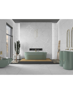 Carrelage MARINA BIANCO 60x120 Mat – L'Élégance du Marbre Blanc aux Veinures Subtiles