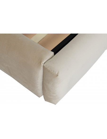 Lit Coffre de Rangement Delphine en Velours Beige – Élégance Douce et Fonctionnalité Optimale