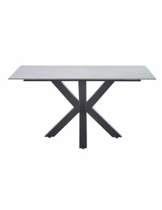 Table à manger Axis – Plateau pierre frittée & pieds métal croisés