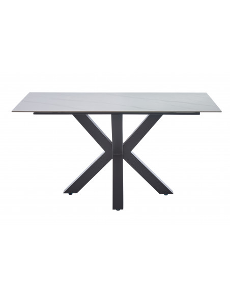 Table à manger Axis – Plateau pierre frittée & pieds métal croisés