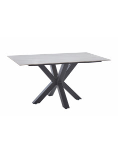 Table à manger Axis – Plateau pierre frittée & pieds métal croisés