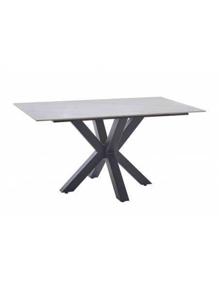 Table à manger Axis – Plateau pierre frittée & pieds métal croisés