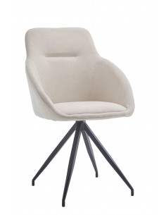 Chaise Nara – Assise tissu beige & pieds métal noir poudré